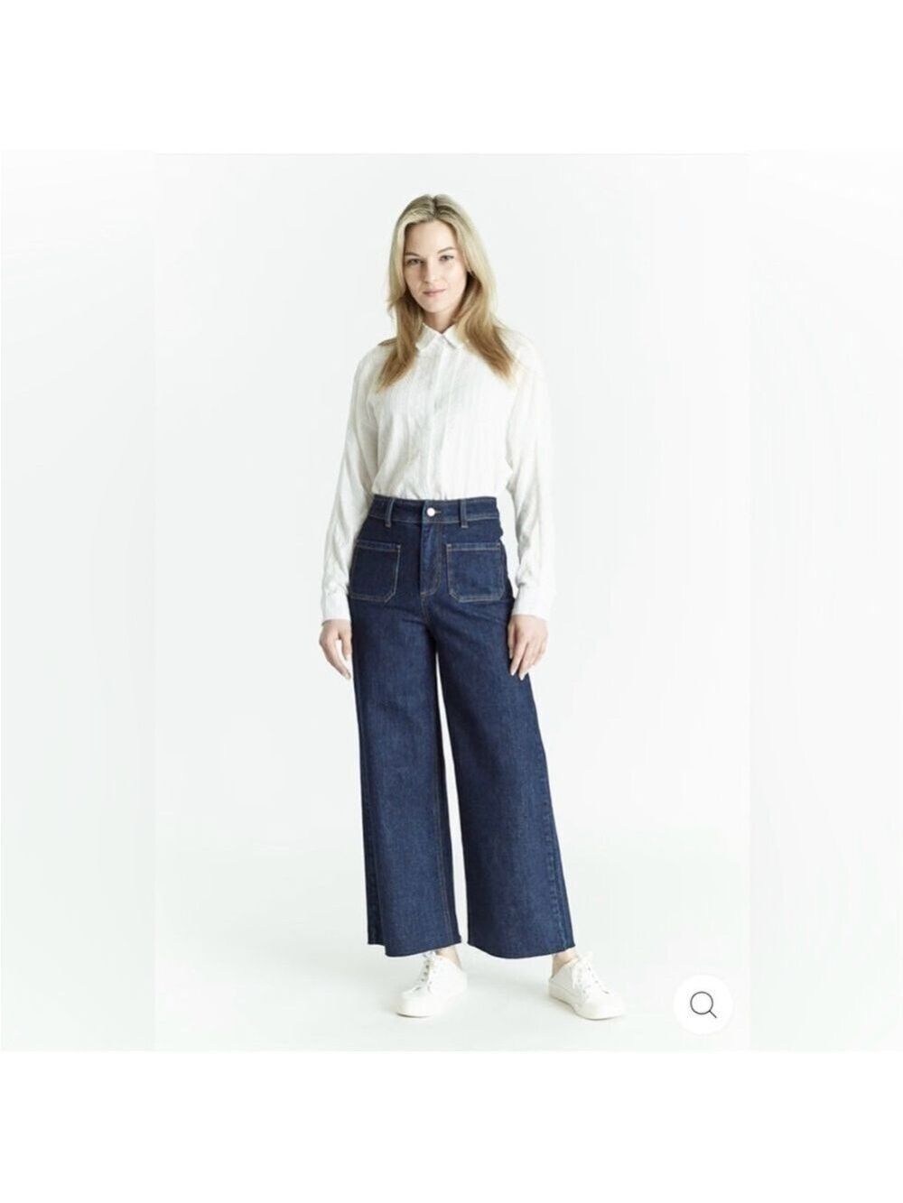 Oat New York High Rise Cropped Wide Leg Jeans Raw Hem Sz 27/4